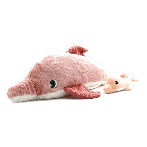 LES DÉGLINGOS Les Déglingos Les Ptipotos by Tofou The Dolphin Mummy Baby – Soft Plush – Ideal Newborn Gift – Pink – 54 cm