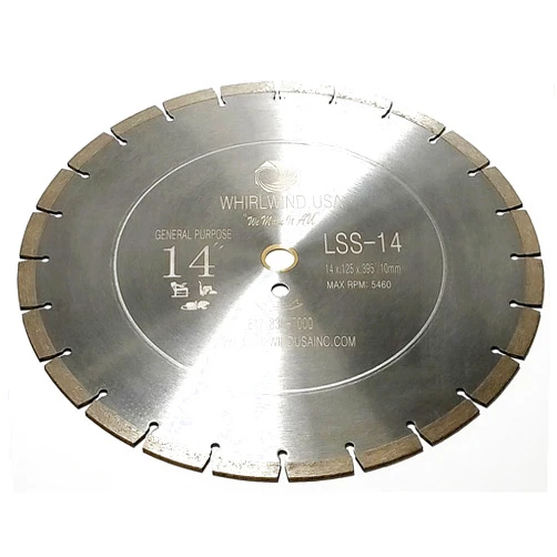 WHIRLWIND USA LSS 14 Inch Diamond Saw Blade,Dry or Wet Cutting Concrete Saw Blades for Sharp Cutting Concrete Marble Granite Brick Masonry,Broadened Cutter Head