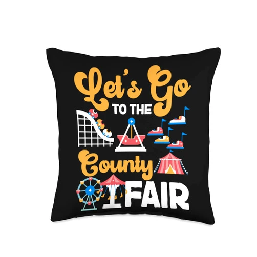 County Fair And State Fair Designs for Kids Let's Go to The County Fair Throw Pillow, 16x16, Multicolor