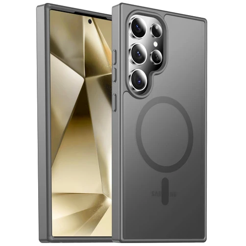 Renmou Designed for Magnetic Samsung Galaxy S24 Ultra Case,[Compatible with MagSafe] [Military Grade Drop Protection] Slim Translucent Matte Shockproof with Anti-Fingerprint Phone Case-Grey