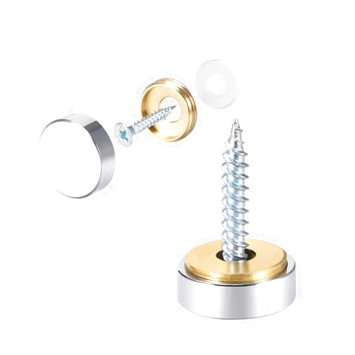 Timebid 8pcs Polished Stainless Steel Mirror Screws with Decorative Caps (16mm)