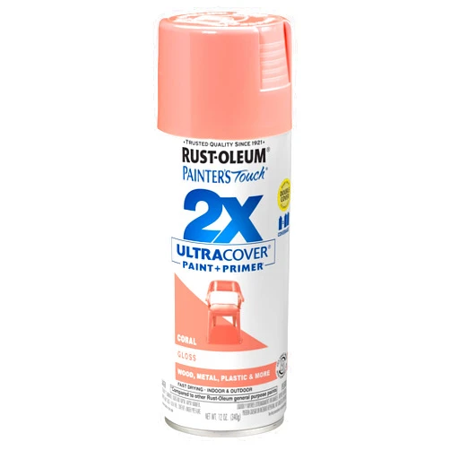 Rust-Oleum 334052 Painter's Touch 2X Ultra Cover Spray Paint, 12 oz, Gloss Coral