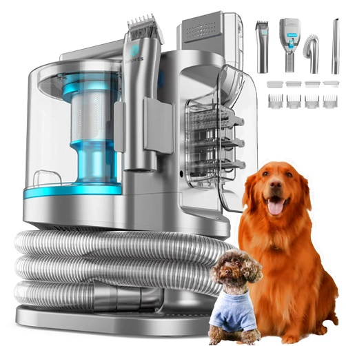 KANPETS Dog Vacuum for Shedding Grooming with Max 3.4L Dust Bin for Pet Hair Shedding & Cleaning, with 4 Grooming Tool, Electric Dog Hair Vacuumols, Dog Cat Pets Hair Cliper(Blue)