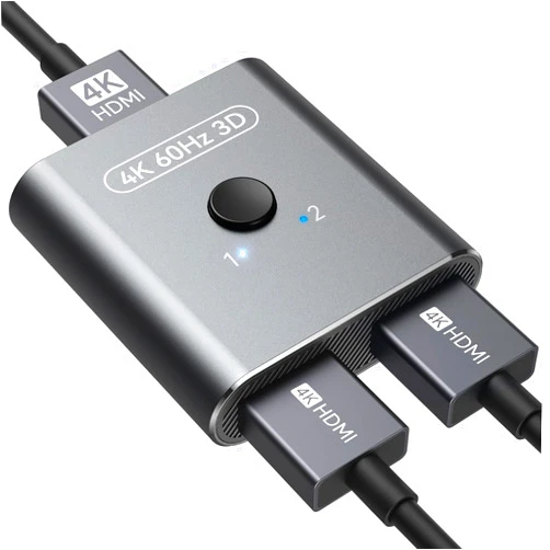 vilcome HDMI Switch 4K@60Hz, Bidirectional HDMI Splitter 2 in 1 Out, Aluminum HDMI Switcher Supports Ultra HD 4K 1080P 3D HDR, Compatible for Fire Stick, PC, Xbox, PS5/4/3, Roke, Blu-Ray Player