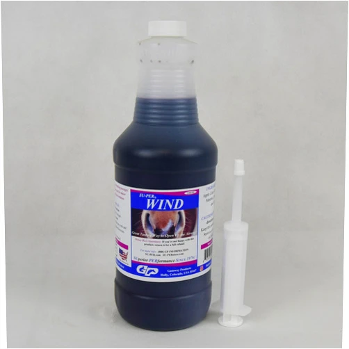 SU-PER Wind Breathing Aid for Horses - Opens Up The Airway in Race Horses - Helps Minor Congestion, Coughs, and Throat Irritation - Equine Respiratory Care Liquid - 1 Quart + Syringe