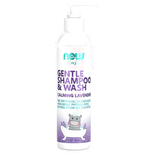 NOW Baby, Gentle Shampoo and Wash, Calming Lavender, Paraben Free, 8 Fluid Ounces