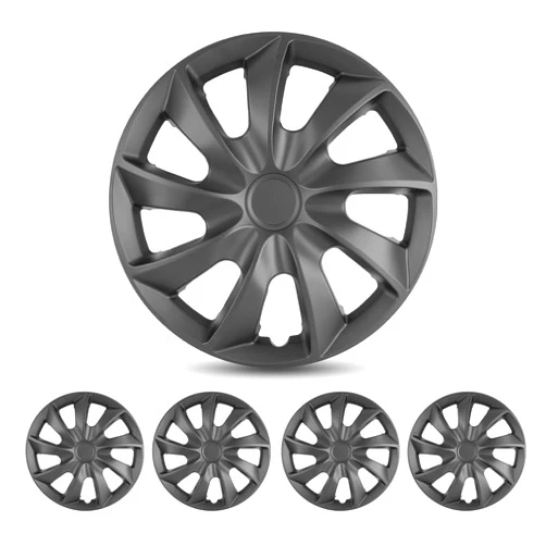 CAROXX Hubcaps 17'', Wheel Rim Cover Universal R17 Hub Caps, Snap On Car Pickup Truck SUV, Wheel Covers, PP Material, Set of 4, 17-Inch, Matte Black Painted