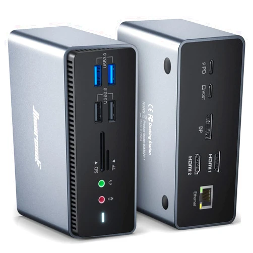Hiearcool Docking Station,Universal USB C Docking Station,Quadruple Display Compatible for macOS Windows USB C/A Laptop 14IN1 Docking Station