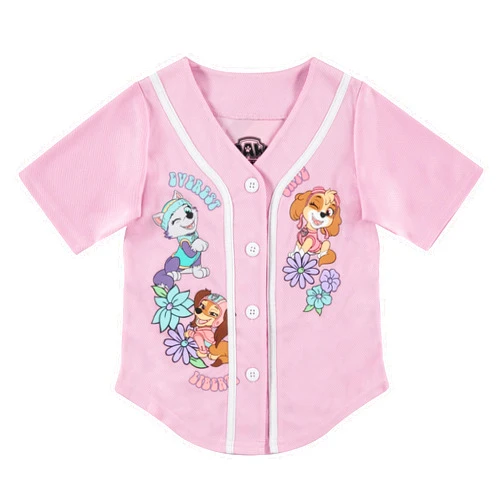 Nickelodeon Nick Jr's Girls Paw Patrol Skye, Everest, Liberty Baseball Jersey-Classic Mesh Button Down Shirt