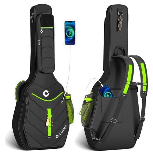 CAHAYA Guitar Case Acoustic Soft - 0.47in Thick Padding 5 Pockets Guitar Gig Bag with Adjustable Shoulder Strap Compatible with 40 41 42in Acoustic Guitars