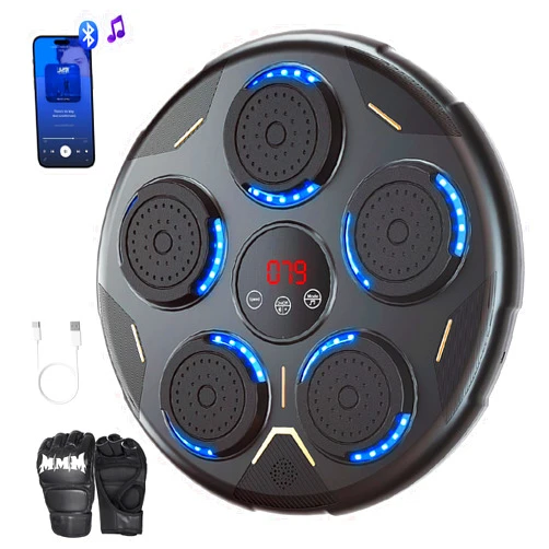 Bewolk Music Boxing Machine, Boxing Machine Wall Mounted Music, Smart Bluetooth Boxing Equipment with Gloves, Boxing Music Workout Machine