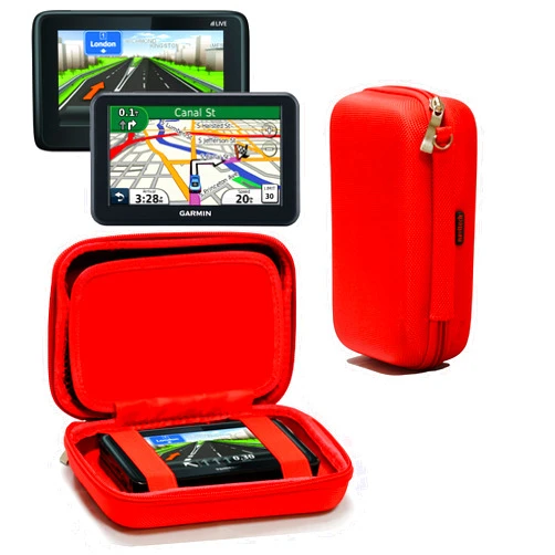 Navitech Red Hard Eva Nylon Protective Tough Carry Case Compatible with The Garmin Nuvi 40 40LM 40WE