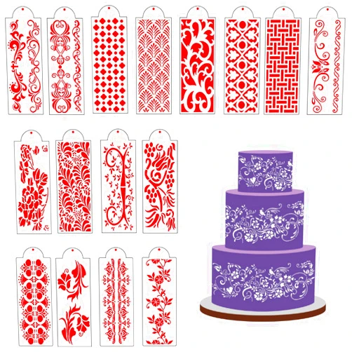 FaYaCa Cake Stencils,Cake Decorating Stencil,Floral Cake Hollow Lace Cookie Fondant Dessert Cake Templates,Cake Side Decorating Templates,Cake Flower Edge Stencil,Lace Decoration Stencils Baking Tools