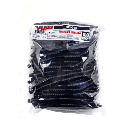 Yum Lures YUM Dinger Classic Worm All-Purpose Soft Plastic Bass Fishing Lure 100 Pack, 5 Inch