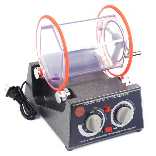 Gdrasuya10 Jewelry Polisher Tumbler 3kg 6.6LB Rotary Tumbler Surface Polisher Finisher 80W Jewelry Polishing Finishing Machine with Timer & 4 Speed + Extra Polishing Bead (3kg/6.6lb Capacity)