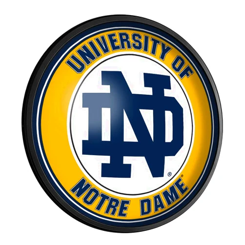 The Fan-Brand Notre Dame Fighting Irish Round Slimline Lighted Wall Sign, Logo - Team Bar Sign Décor: Home, Dorm, Garage, Office, Fan Cave