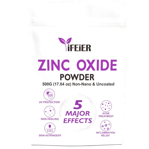 IFEiER Zinc Oxide Powder | 500g(17.64oz) Non Nano Uncoted Zinc Oxide Powder for Skin Protection | Cosmetics Grade for DIY Sunscreen lotions