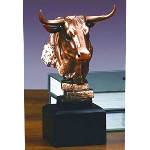 Tonton Stock Market Bull Bust - Wall Street Bronze Finish Statue Figurine
