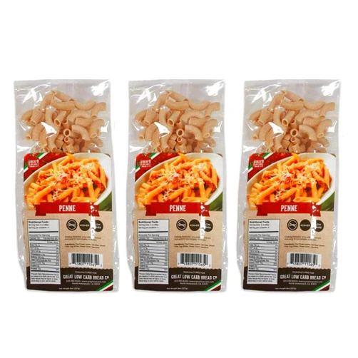 Great Low Carb Bread Co. Low Carb Pasta, Keto Pasta, Great Low Carb Bread Company ,7g Net Carbs, 12g of Protein, Non GMO, (Penne, 3 Pack)