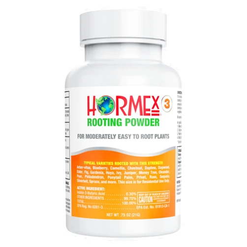 Hormex Rooting Powder #3 - for Moderately Easy to Root Plants - 0.3 IBA Rooting Hormone for Plant Cuttings - Fast & Effective - Free of Alcohol, Dye, Gel & Preservatives for Healthier Roots, 21g