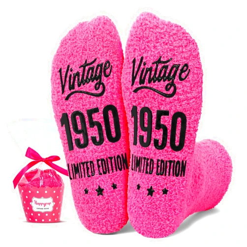 HAPPYPOP Birthday Gift Idea for Women - Socks for Elderly Women, 1950 Gifts for 75 Year Olds