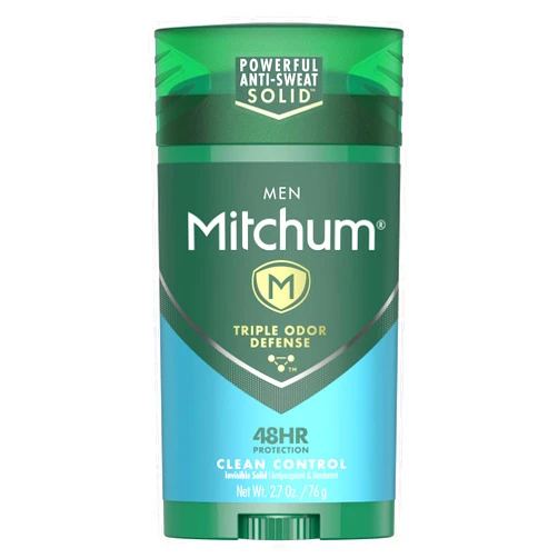Mitchum Men's Deodorant, Antiperspirant Stick, Triple Odor Defense Invisible Solid, 48 Hr Protection, Dermatologist Tested, Clean Control, 2.7 Oz (Pack of 1)