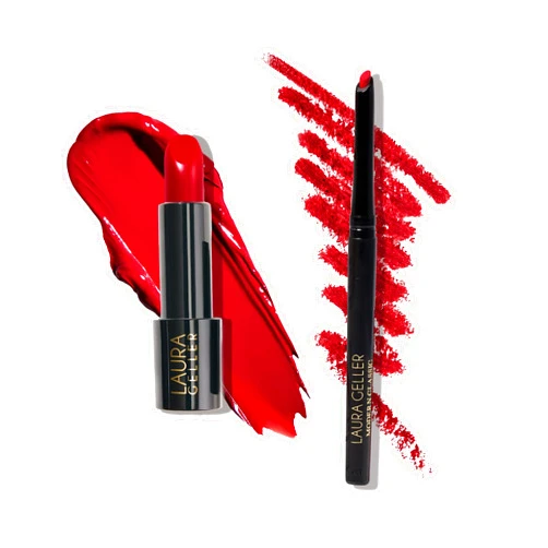 LAURA GELLER NEW YORK Modern Classic Duo - Red Radiance Lipstick + Ritzy Red Lip Liner - Ultra-Rich Color - Luxurious and Lightweight - Cream Finish