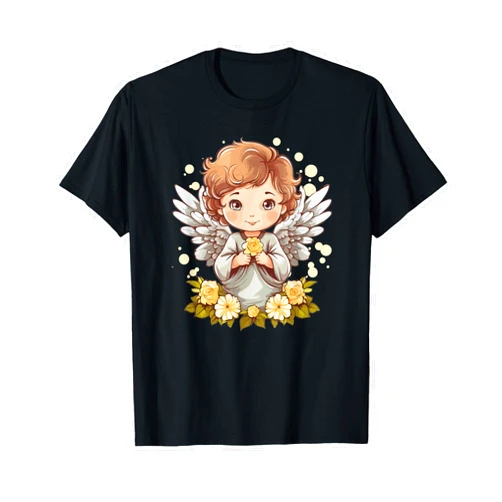 Angel Lover I Angel Art I Angel Guardian Cute Angel with Flowers I Kids Angel T-Shirt