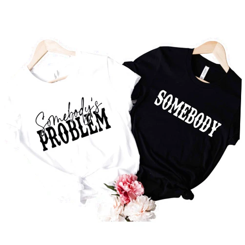 JungleJacky Somebody Somebody's Problem Couples T-Shirt Funny Matching Tee Happy Valentine's Day Valentine Gift For Him Her Meme Shirt New Sweatshirt For Wife Husband Travel Party Couple Outfits