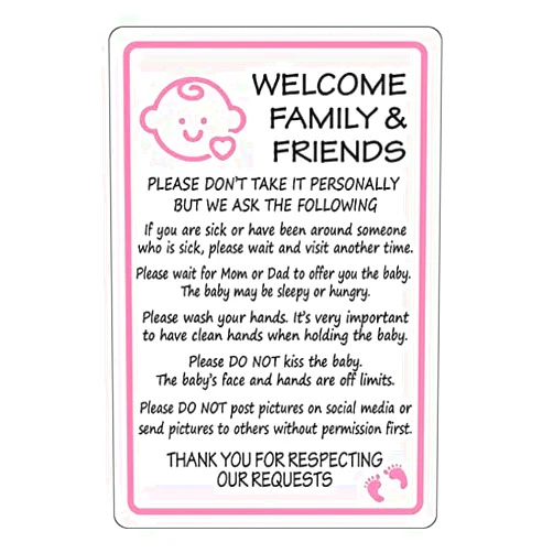 OJAFBUJA Retro Metal Tin Sign Rules for Visiting New Baby Alum Sign New Parents, Nursery, Visitors Sign for Outdoor & Indoor Wall Poster Home Bar Shop Coffee Vintage Sign Gift 12X8 in