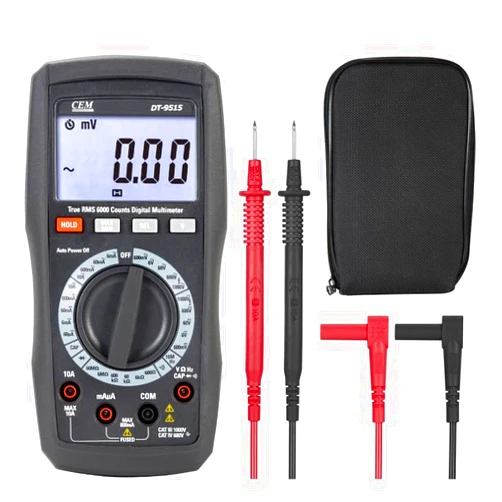 CEM DT-9515 Digital Multimeter, 6000 Digital display counts, True-RMS, AC/DC Voltage, AC/DC Current