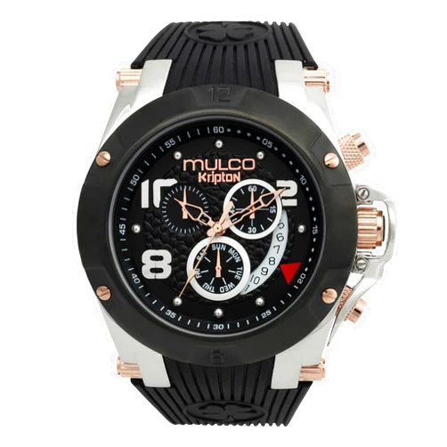 MULCO Kripton Watches Men’s Watch Stainless Steel with Silicone Strap Quartz Chronograph Movement Premium Analog Display, Water Resistant