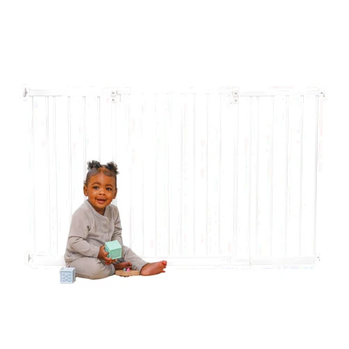 Toddleroo by North States - StepSafe Extra Wide Auto-Close Baby Gate: Pressure or Hardware Mount Metal Safety Gate with Swing Control - Adjustable 29-55 Inches Wide; 30 Inches Tall - White