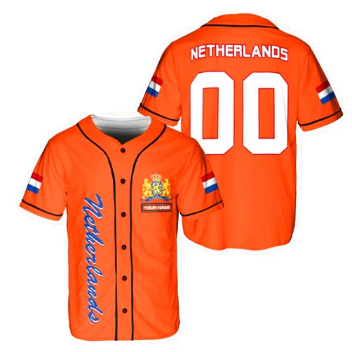 Generic Leeprints Personalized Netherlands Jersey, Netherlands Soccer Shirt Baseball Dutch Pride Flag Jersey Men Women Country Shirts