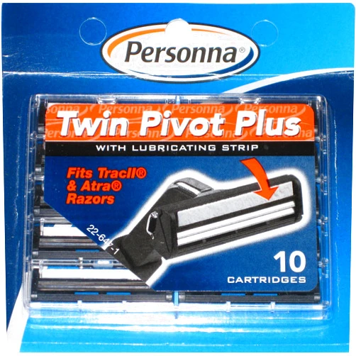 Personna Twin Pivot Plus Cartridges with Lubricating Strip for Atra & Trac Ii Razors - 2 Packs of 10 Blades