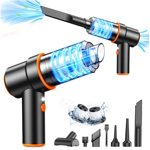 KMM Handheld Car Vacuum Cleaner, 11000PA Vacuum Cleaner & Air Duster, 120W High Power Car Vacuum Portable Cordless, Hand Held Vacuum Rechargeable with Multi-Nozzles & LED Light for Home, Car, Office