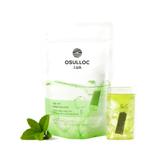 OSULLOC Cold Green Tea, Stick-Type in Pouch Package, Premium Organic Pure Tea from Jeju, 20 count, 1.41 oz, 40g
