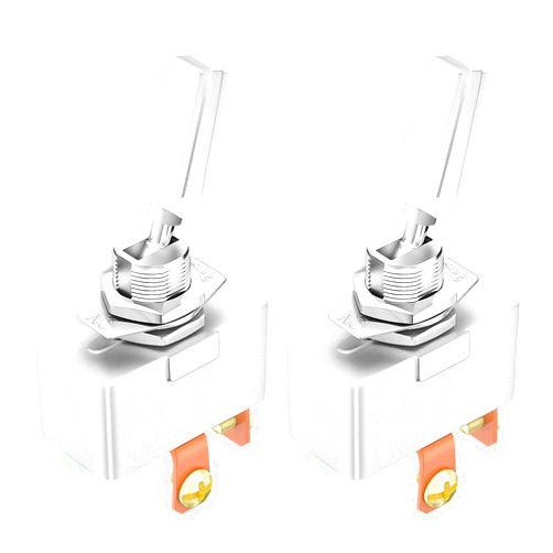 DaierTek Heavy Duty 50 Amp 12V Toggle Switch Automotive 2 Position ON Off Rocker Switch SPST 2 Pin Metal Chrome Plated Screw Terminal (2pcs)
