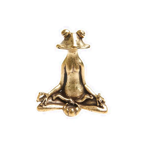 Acxico 1Pcs Solid Brass Frog Figurine Small Frog Statue House Ornament Animal Figurines