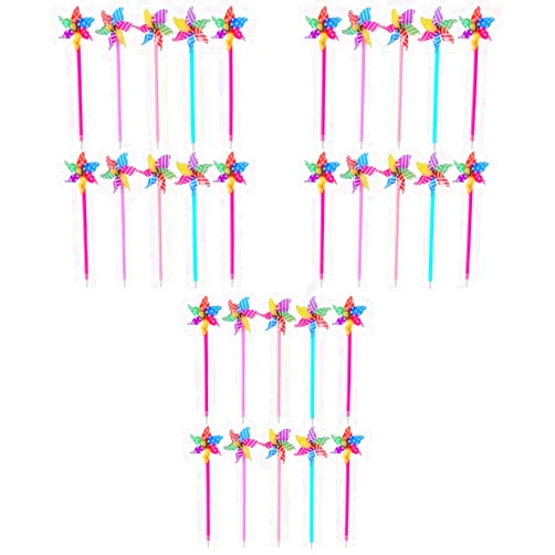NUOBESTY 30 Pcs Cartoon Windmill Ballpoint Pens for Kids, Silica Gel Pen Handle, Gel Ink Pens, Fine Point, Portable, Fun