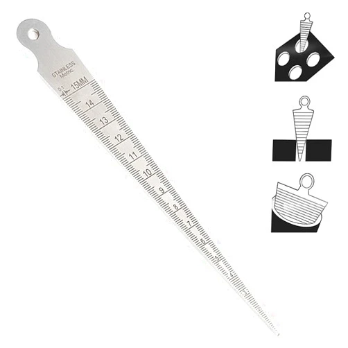 Bestgle Taper Gage 1-15mm 1/32-5/8 Inch Stainless Steel Taper Welding Gauge Inch&Metric Feeler Gap Hole Measure Tool