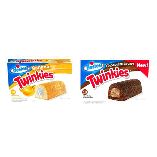 Generic Hostess - Twinkies Variety Pack - Creamy Golden Sponge Cake With Banana & Chocolate Lovers - 10 Individually Wrapped Cakes - Pack of 2-1 Box From Each Flavor