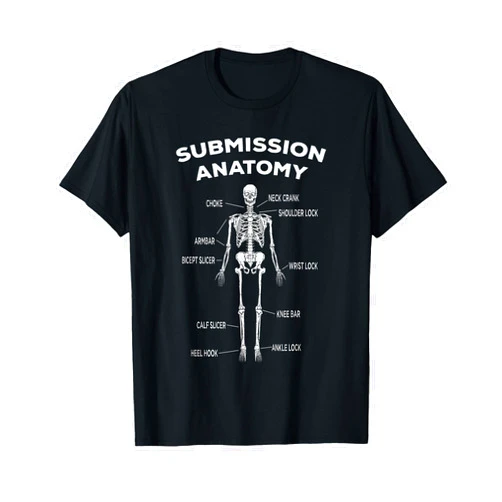 Brazilian Jiu Jitsu - Martial Arts Fanatics Funny Jiu Jitsu Submissions Anatomy Skeleton MMA Fan T-Shirt