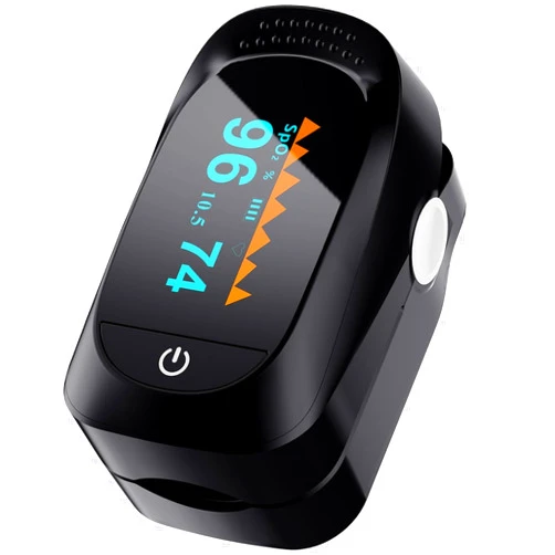 LBEAURG Fingertip Pulse Oximeter, Blood Oxygen Oxygen Meter Finger Saturation Pulse Monitor OLED Screen with AAA Batteries Lanyard
