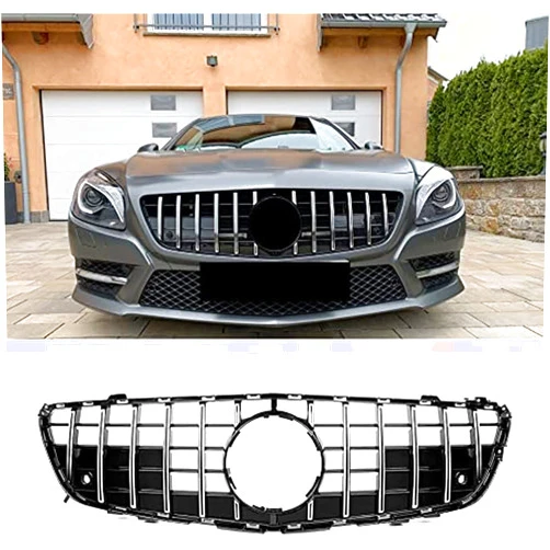 JSCTU For Mercedes Benz R231 SL500 SL550 2013-2016 Chrome Panamericana Front Grille Grill