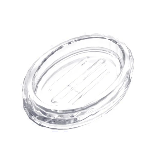 Sizikato Classic Clear Acrylic Soap Dish, 5.7-Inch Oval Soap Tray for Hotel Bathroom