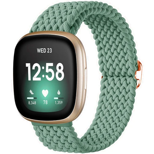 Maledan Braided Stretchy Band Compatible for Fitbit Sense/Fitbit Versa 3/ Versa 4/ Sense 2 Bands Women Men, Soft Elastic Strap Bracelet Wrist Bands for Fitbit Sense/Versa 3 Smart Watch Band Accessory