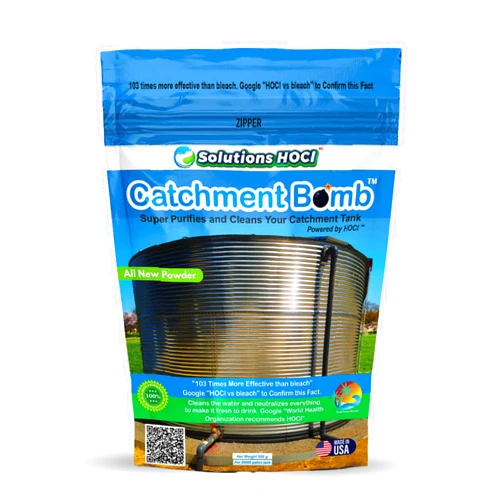 Solutions HOCL Power Clean with HOCL Catchment Tank Cleaner Crystals Bomb Underground Water Tank Cleaning - Super Cleans your Catchment - treats 25,000 gallons - 500 Grams Pack