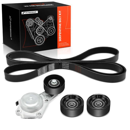 A-Premium Engine Serpentine Belt Drive Kit W/Tensioner & Idler Compatible with Ford & Starcraft Bus Cars - F-150 2010-2014, E-350 Super Duty 2017-2018, E-450 Super Duty 2017-2019, Starlite - 6.2L