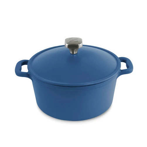 DASH Zakarian by DASH 4.5 Qt Nonstick Cast Iron Dutch Oven, Titanium Ceramic Nonstick Pot with Lid and Handles, Blue